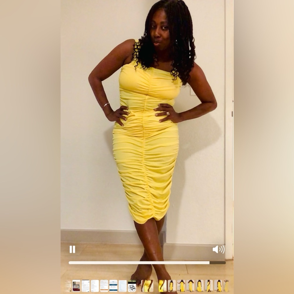 Yellow Ruched Dress - Picture 6 of 14